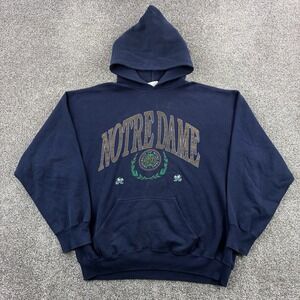 Vintage Notre Dame Fighting Irish‎ Hoodie Mens XL Navy Blue 90s Sweatshirt